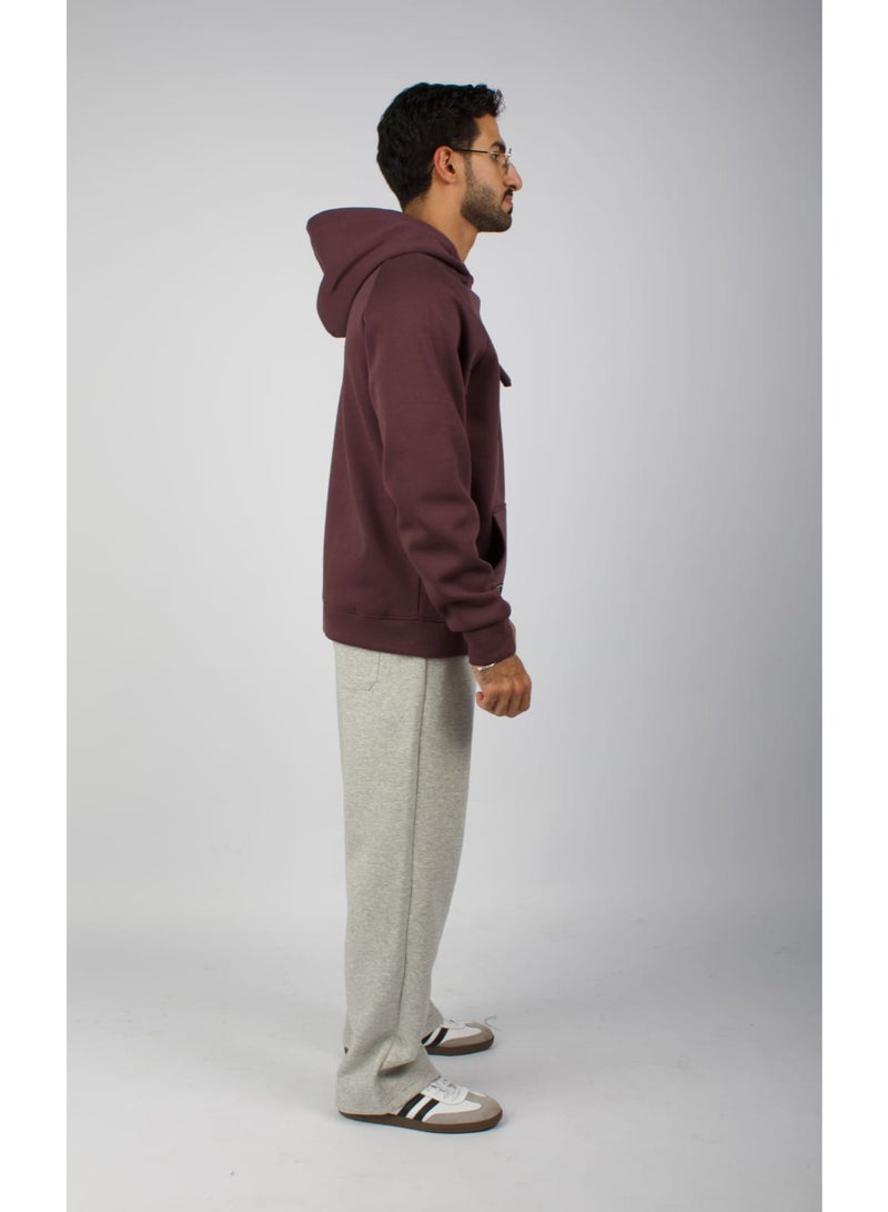 Red Planet A distinctive and elegant burgundy fleece hoodie with a finger hole. - Image 4